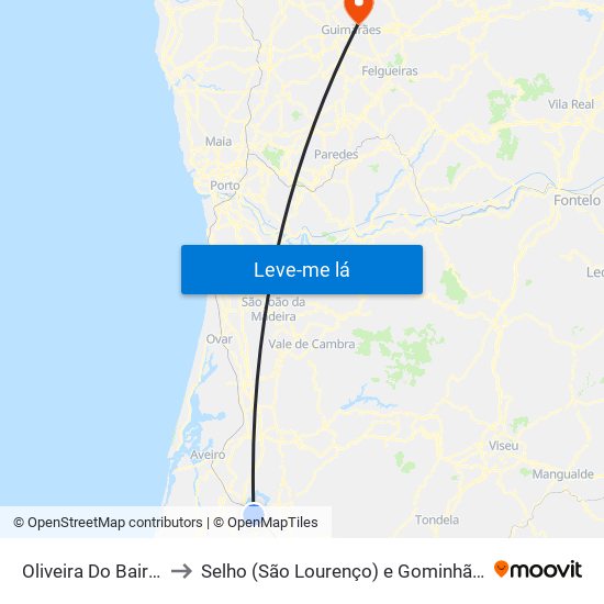 Oliveira Do Bairro to Selho (São Lourenço) e Gominhães map