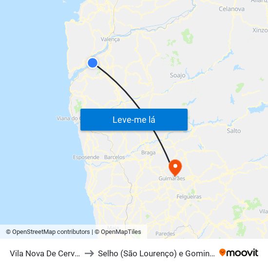 Vila Nova De Cerveira to Selho (São Lourenço) e Gominhães map