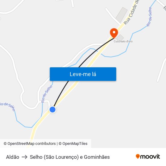 Aldão to Selho (São Lourenço) e Gominhães map