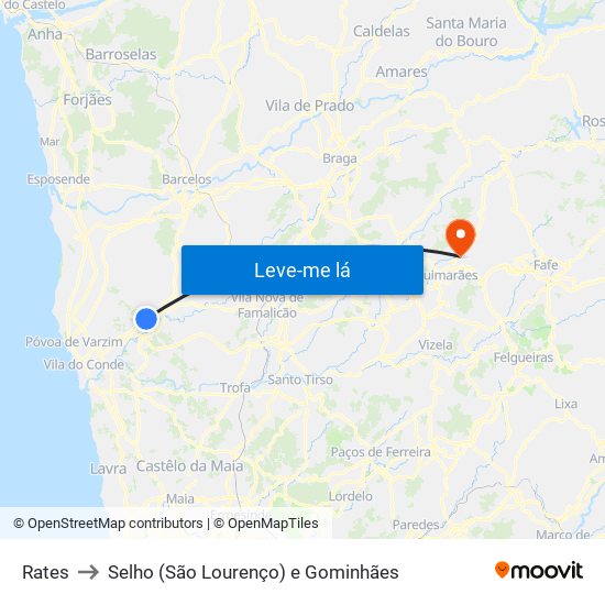 Rates to Selho (São Lourenço) e Gominhães map
