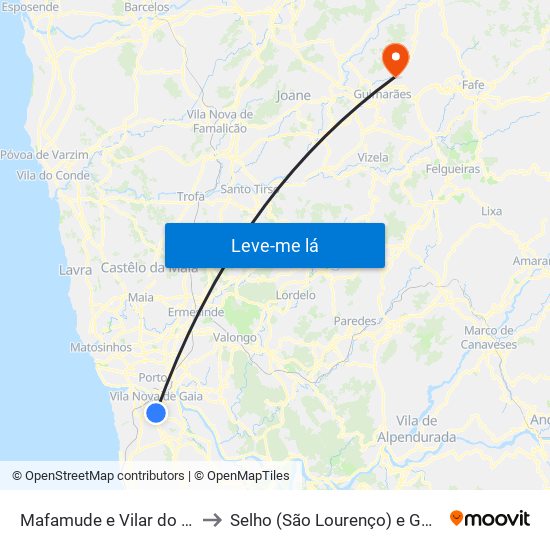Mafamude e Vilar do Paraíso to Selho (São Lourenço) e Gominhães map