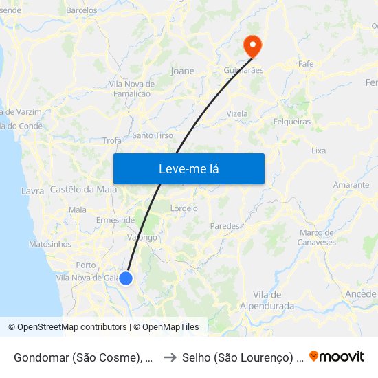 Gondomar (São Cosme), Valbom e Jovim to Selho (São Lourenço) e Gominhães map