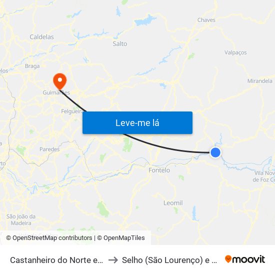 Castanheiro do Norte e Ribalonga to Selho (São Lourenço) e Gominhães map