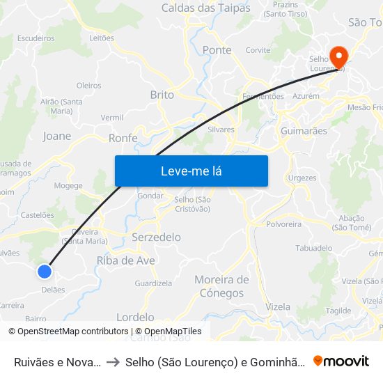 Ruivães e Novais to Selho (São Lourenço) e Gominhães map
