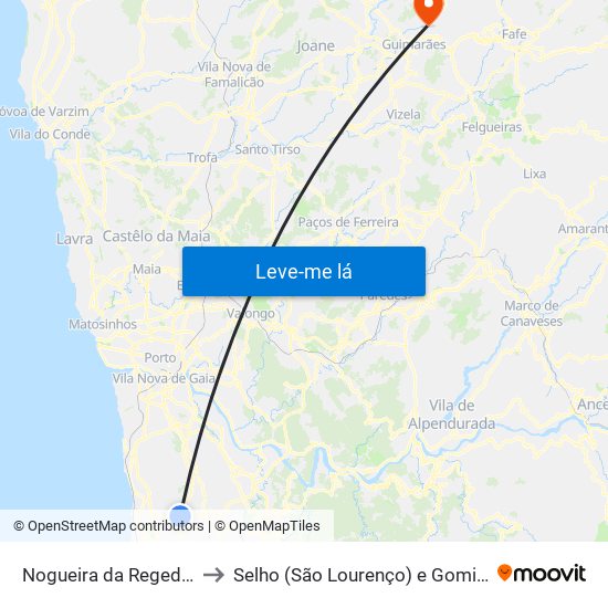 Nogueira da Regedoura to Selho (São Lourenço) e Gominhães map