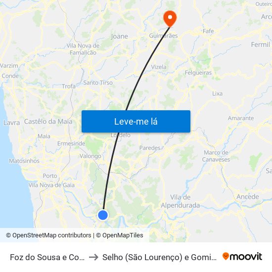 Foz do Sousa e Covelo to Selho (São Lourenço) e Gominhães map