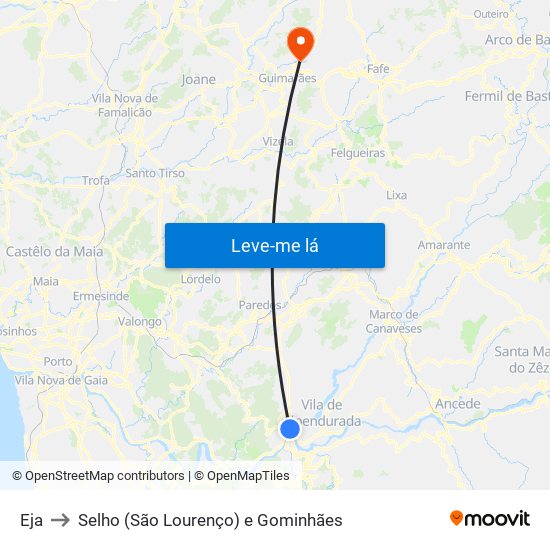 Eja to Selho (São Lourenço) e Gominhães map