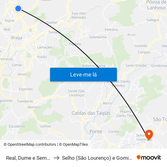 Real, Dume e Semelhe to Selho (São Lourenço) e Gominhães map