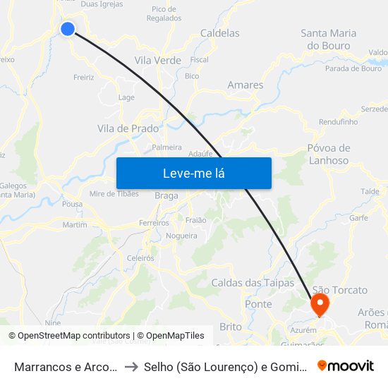 Marrancos e Arcozelo to Selho (São Lourenço) e Gominhães map