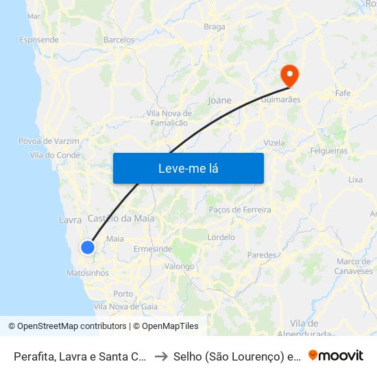 Perafita, Lavra e Santa Cruz do Bispo to Selho (São Lourenço) e Gominhães map