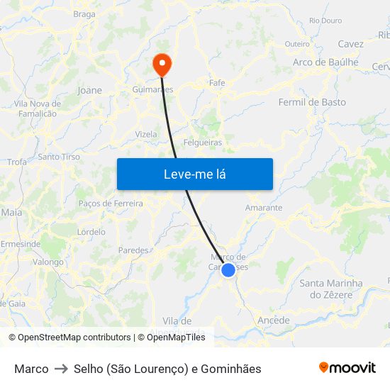 Marco to Selho (São Lourenço) e Gominhães map