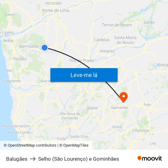 Balugães to Selho (São Lourenço) e Gominhães map