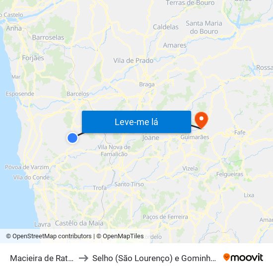 Macieira de Rates to Selho (São Lourenço) e Gominhães map