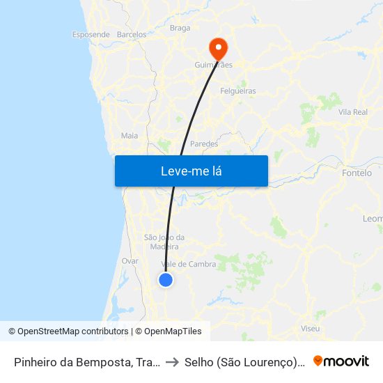 Pinheiro da Bemposta, Travanca e Palmaz to Selho (São Lourenço) e Gominhães map