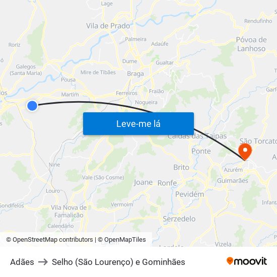 Adães to Selho (São Lourenço) e Gominhães map