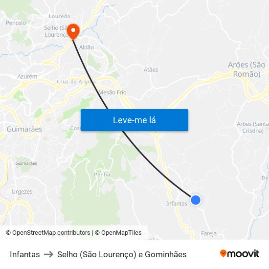 Infantas to Selho (São Lourenço) e Gominhães map