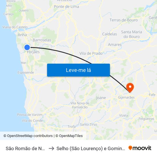 São Romão de Neiva to Selho (São Lourenço) e Gominhães map