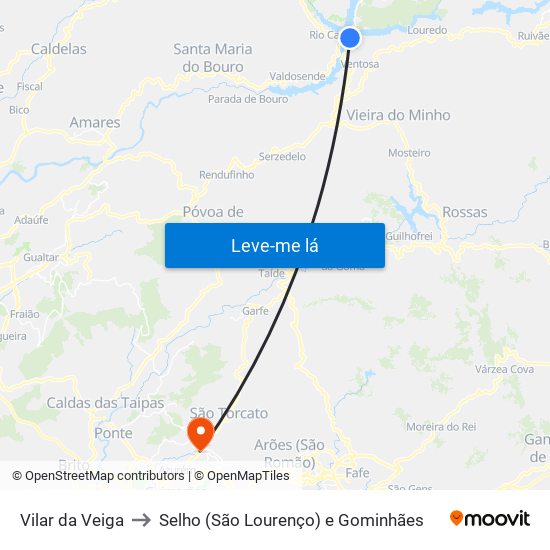 Vilar da Veiga to Selho (São Lourenço) e Gominhães map