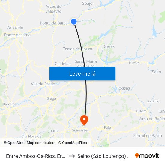 Entre Ambos-Os-Rios, Ermida e Germil to Selho (São Lourenço) e Gominhães map