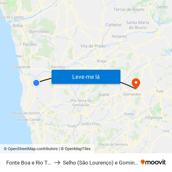 Fonte Boa e Rio Tinto to Selho (São Lourenço) e Gominhães map