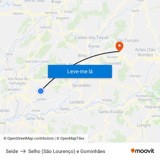 Seide to Selho (São Lourenço) e Gominhães map