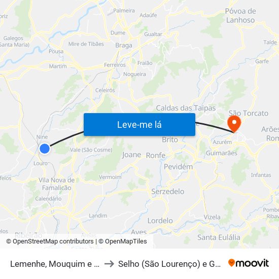 Lemenhe, Mouquim e Jesufrei to Selho (São Lourenço) e Gominhães map