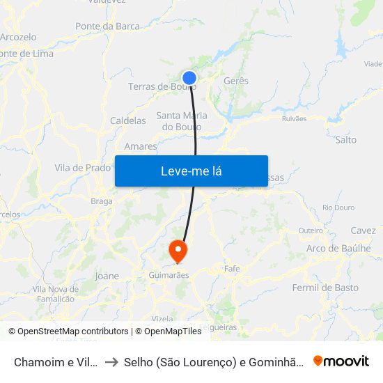 Chamoim e Vilar to Selho (São Lourenço) e Gominhães map