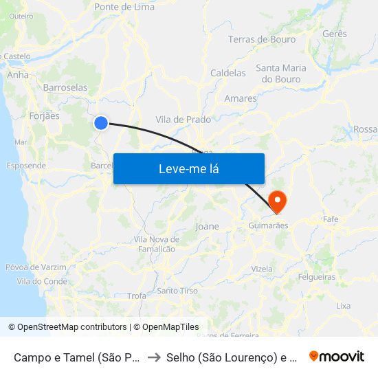 Campo e Tamel (São Pedro Fins) to Selho (São Lourenço) e Gominhães map