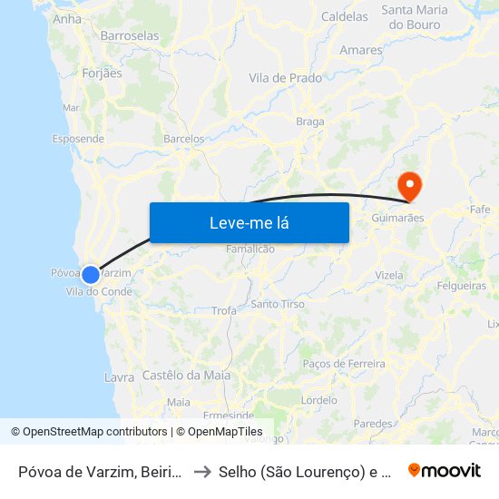 Póvoa de Varzim, Beiriz e Argivai to Selho (São Lourenço) e Gominhães map