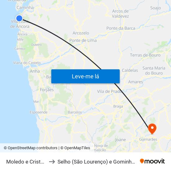 Moledo e Cristelo to Selho (São Lourenço) e Gominhães map