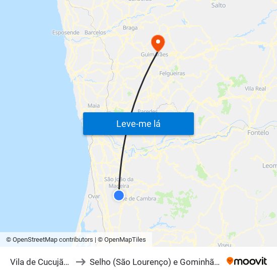 Vila de Cucujães to Selho (São Lourenço) e Gominhães map