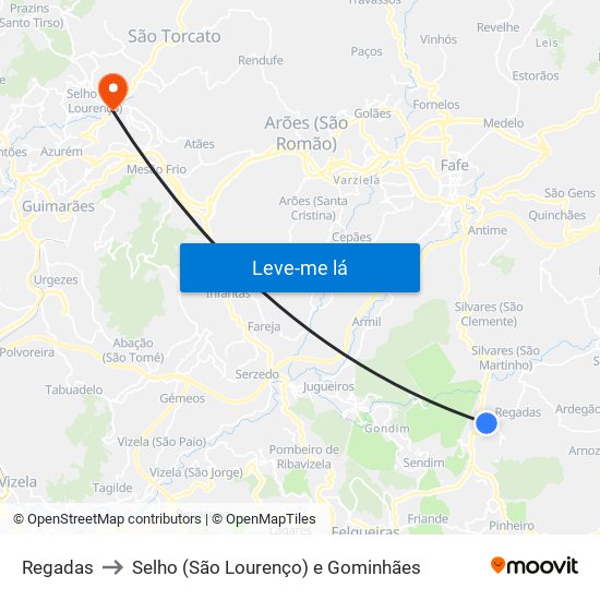Regadas to Selho (São Lourenço) e Gominhães map