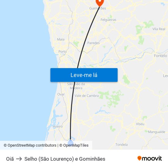 Oiã to Selho (São Lourenço) e Gominhães map