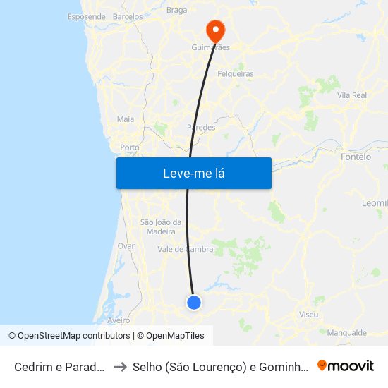 Cedrim e Paradela to Selho (São Lourenço) e Gominhães map