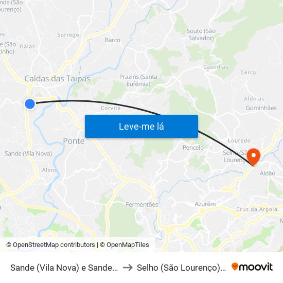 Sande (Vila Nova) e Sande (São Clemente) to Selho (São Lourenço) e Gominhães map