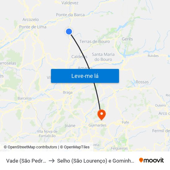 Vade (São Pedro) to Selho (São Lourenço) e Gominhães map