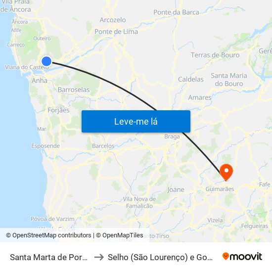 Santa Marta de Portuzelo to Selho (São Lourenço) e Gominhães map