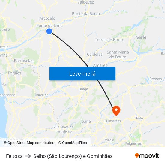 Feitosa to Selho (São Lourenço) e Gominhães map