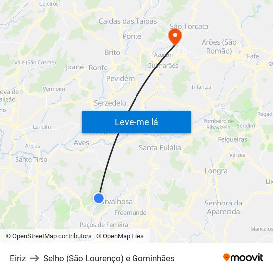 Eiriz to Selho (São Lourenço) e Gominhães map