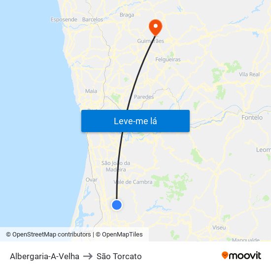 Albergaria-A-Velha to São Torcato map