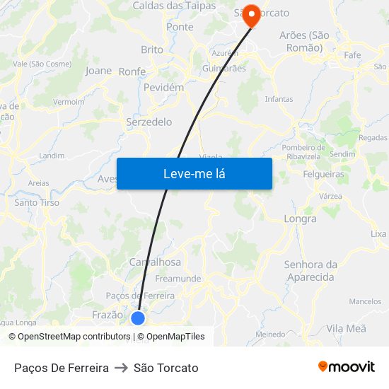 Paços De Ferreira to São Torcato map