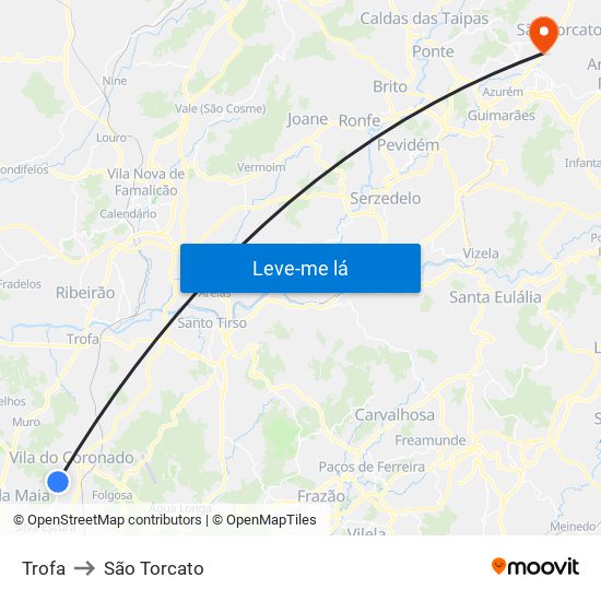 Trofa to São Torcato map