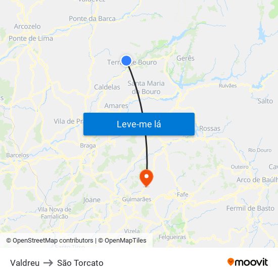 Valdreu to São Torcato map