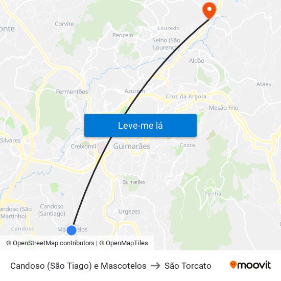 Candoso (São Tiago) e Mascotelos to São Torcato map