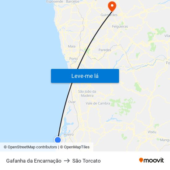 Gafanha da Encarnação to São Torcato map