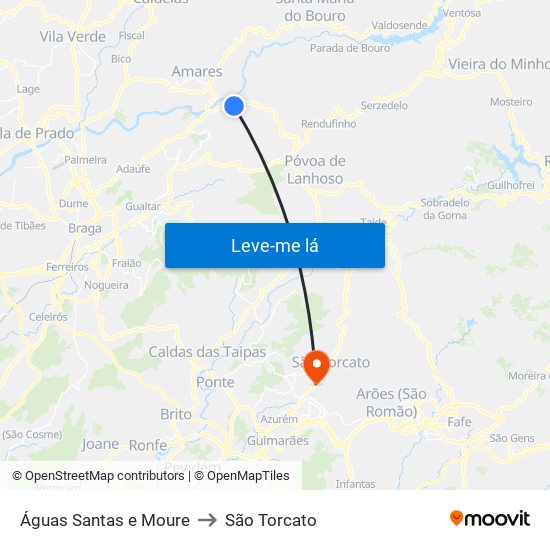 Águas Santas e Moure to São Torcato map