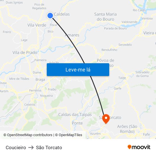 Coucieiro to São Torcato map