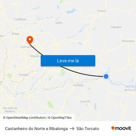 Castanheiro do Norte e Ribalonga to São Torcato map