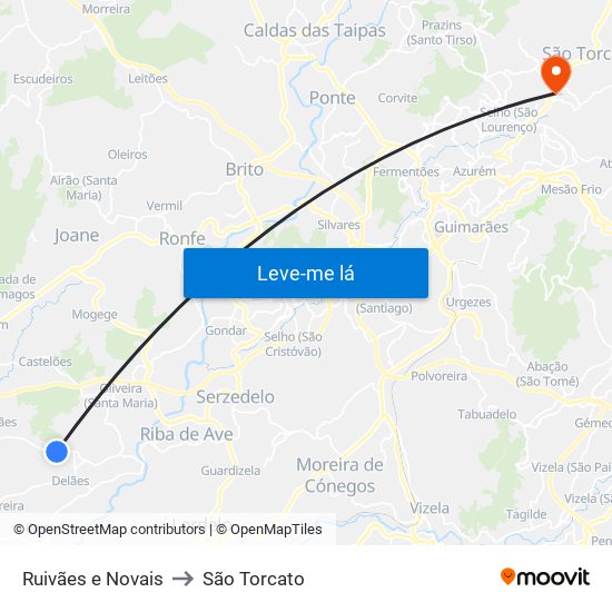 Ruivães e Novais to São Torcato map