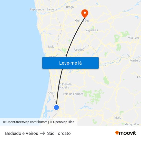 Beduído e Veiros to São Torcato map